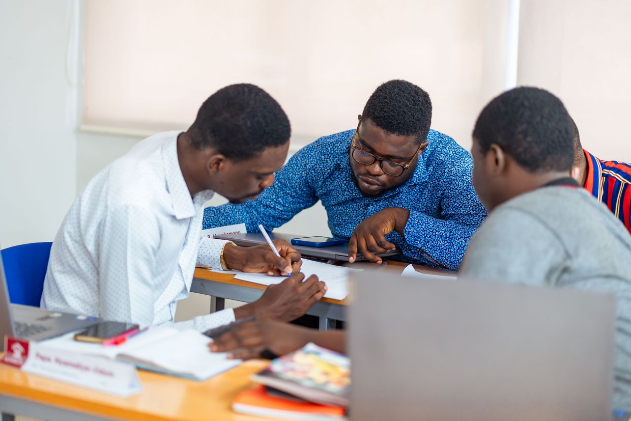 A group of students studying together.